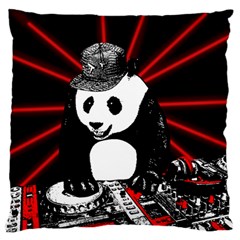 Deejay Panda Large Flano Cushion Case (one Side) by Valentinaart