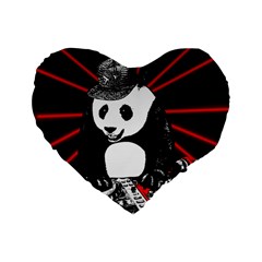 Deejay Panda Standard 16  Premium Flano Heart Shape Cushions by Valentinaart