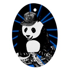 Deejay Panda Ornament (oval) by Valentinaart