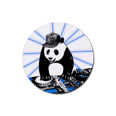 Deejay panda Rubber Round Coaster (4 pack) 