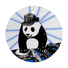 Deejay panda Round Ornament (Two Sides)