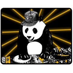 Deejay Panda Fleece Blanket (medium)  by Valentinaart