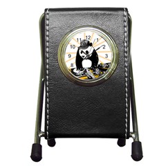 Deejay Panda Pen Holder Desk Clocks by Valentinaart