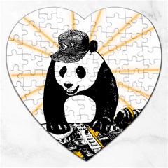 Deejay Panda Jigsaw Puzzle (heart) by Valentinaart