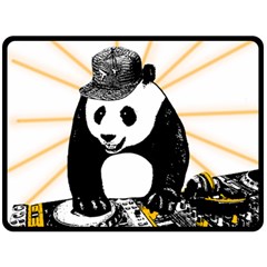 Deejay Panda Fleece Blanket (large)  by Valentinaart