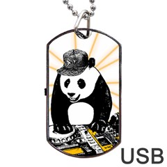 Deejay Panda Dog Tag Usb Flash (two Sides) by Valentinaart