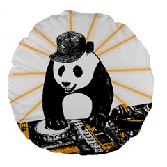 Deejay Panda Large 18  Premium Flano Round Cushions by Valentinaart