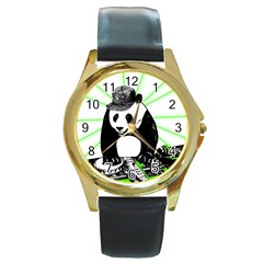 Deejay Panda Round Gold Metal Watch by Valentinaart