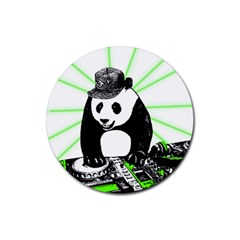 Deejay Panda Rubber Coaster (round)  by Valentinaart