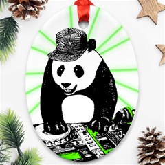 Deejay Panda Oval Ornament (two Sides) by Valentinaart