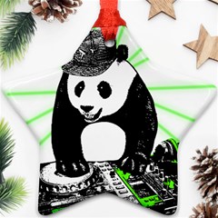 Deejay Panda Star Ornament (two Sides) by Valentinaart