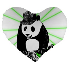 Deejay Panda Large 19  Premium Heart Shape Cushions by Valentinaart