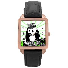 Deejay Panda Rose Gold Leather Watch  by Valentinaart