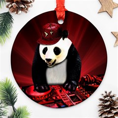 Deejay Panda Round Ornament (two Sides) by Valentinaart