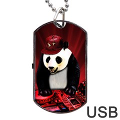 Deejay Panda Dog Tag Usb Flash (one Side) by Valentinaart