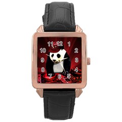 Deejay Panda Rose Gold Leather Watch  by Valentinaart