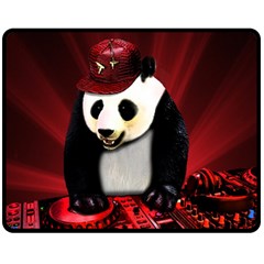 Deejay Panda Double Sided Fleece Blanket (medium)  by Valentinaart