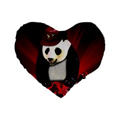 Deejay Panda Standard 16  Premium Flano Heart Shape Cushions by Valentinaart