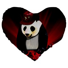 Deejay panda Large 19  Premium Flano Heart Shape Cushions