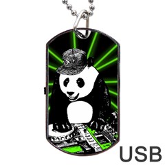 Deejay Panda Dog Tag Usb Flash (one Side) by Valentinaart