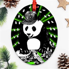 Deejay Panda Ornament (oval Filigree) by Valentinaart