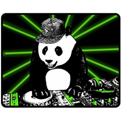 Deejay Panda Double Sided Fleece Blanket (medium)  by Valentinaart