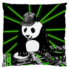 Deejay Panda Large Flano Cushion Case (one Side) by Valentinaart