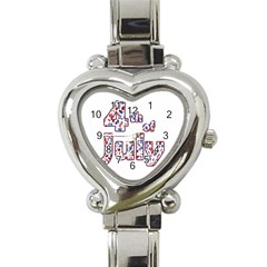 4th Of July Independence Day Heart Italian Charm Watch by Valentinaart