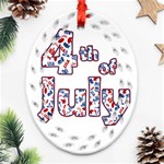 4th of July Independence Day Ornament (Oval Filigree) Front