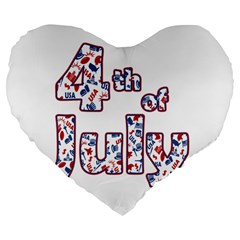 4th Of July Independence Day Large 19  Premium Flano Heart Shape Cushions by Valentinaart