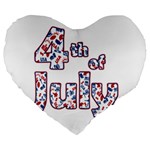 4th of July Independence Day Large 19  Premium Flano Heart Shape Cushions Front