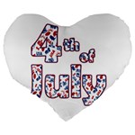 4th of July Independence Day Large 19  Premium Flano Heart Shape Cushions Back