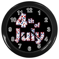 4th Of July Independence Day Wall Clocks (black) by Valentinaart