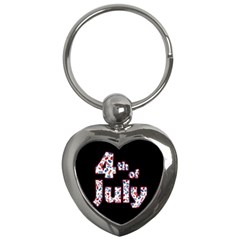 4th Of July Independence Day Key Chains (heart)  by Valentinaart