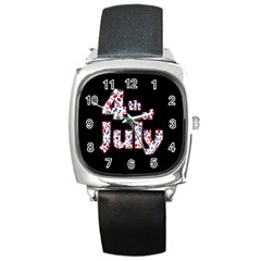 4th Of July Independence Day Square Metal Watch by Valentinaart