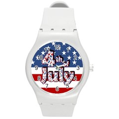 4th of July Independence Day Round Plastic Sport Watch (M)