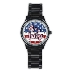 4th Of July Independence Day Stainless Steel Round Watch by Valentinaart