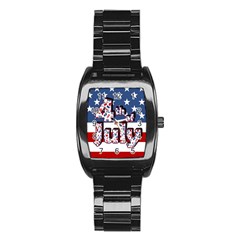 4th Of July Independence Day Stainless Steel Barrel Watch by Valentinaart