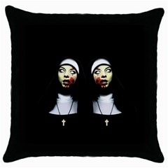 Horror Nuns Throw Pillow Case (black) by Valentinaart