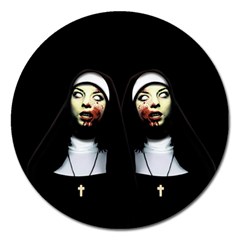 Horror Nuns Magnet 5  (round) by Valentinaart