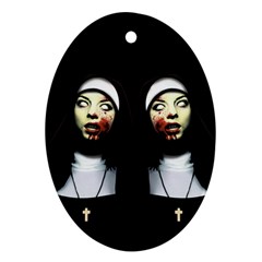 Horror Nuns Oval Ornament (two Sides) by Valentinaart