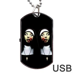 Horror Nuns Dog Tag Usb Flash (two Sides) by Valentinaart