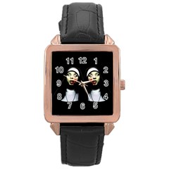 Horror Nuns Rose Gold Leather Watch  by Valentinaart