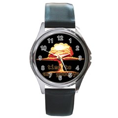 Nuclear Explosion Round Metal Watch by Valentinaart