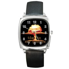 Nuclear Explosion Square Metal Watch by Valentinaart