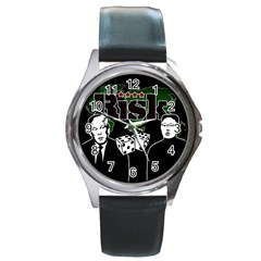 Nuclear Explosion Trump And Kim Jong Round Metal Watch by Valentinaart