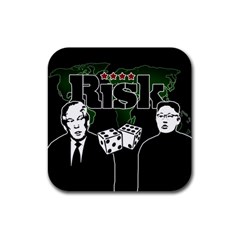 Nuclear Explosion Trump And Kim Jong Rubber Square Coaster (4 Pack)  by Valentinaart