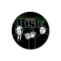 Nuclear Explosion Trump And Kim Jong Rubber Round Coaster (4 Pack)  by Valentinaart