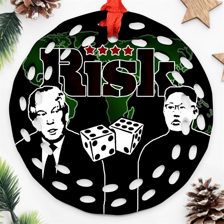 Nuclear Explosion Trump and Kim Jong Ornament (Round Filigree)