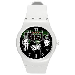 Nuclear Explosion Trump And Kim Jong Round Plastic Sport Watch (m) by Valentinaart